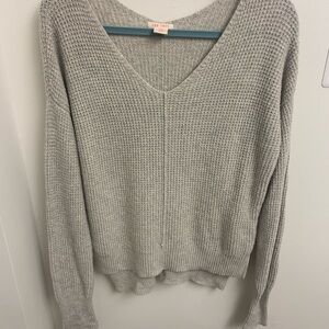 Women's Soft Gray V-Neck Sweater